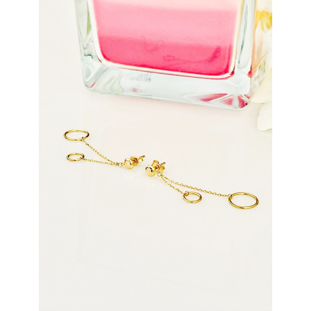 Złote kolczyki wiszące kółeczka