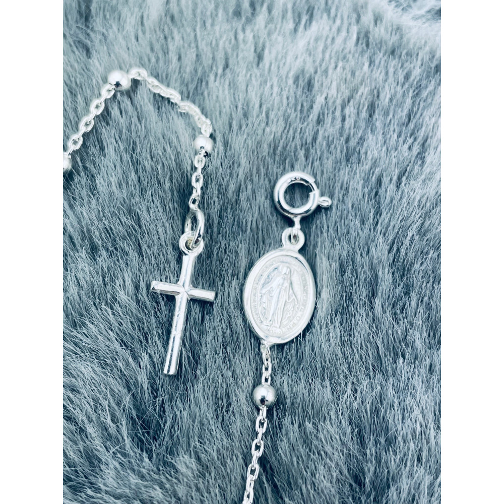 925 Silber Rosenkranz Kreuz Madonna Maria