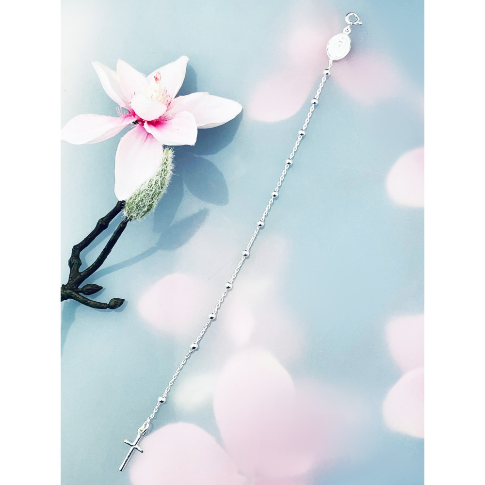 925 Silber Rosenkranz Kreuz Madonna Maria