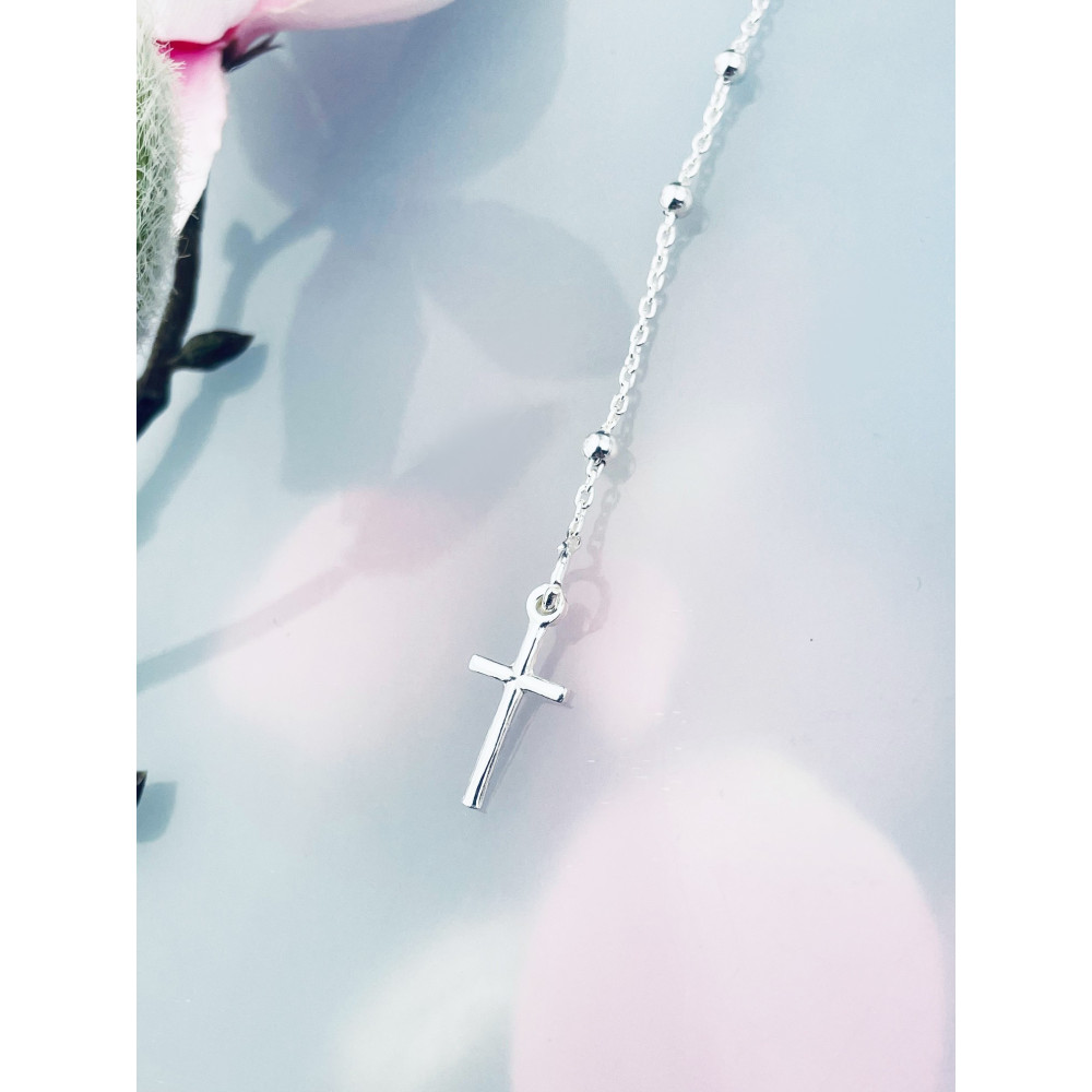 925 Silber Rosenkranz Kreuz Madonna Maria