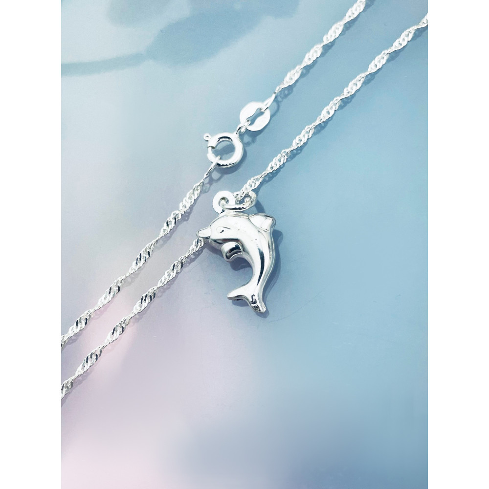 925 Silber Anhänger Delphin Kettenanhänger Singapore Magic