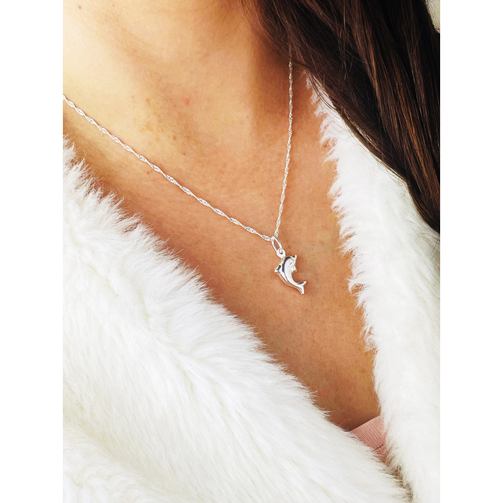 925 Silber Anhänger Delphin Kettenanhänger Singapore Magic