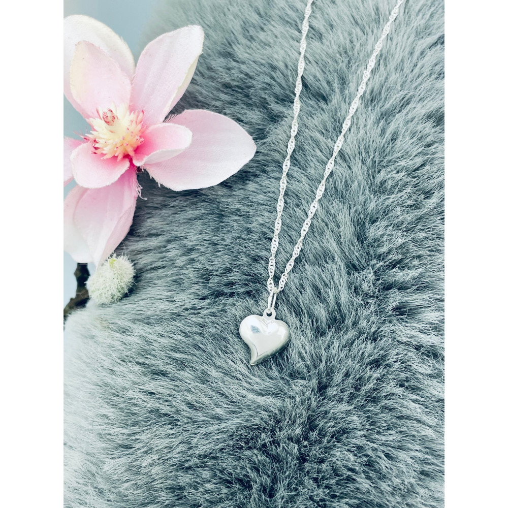 Srebrny naszyjnik Singapure Magic serce serduszko figurka łańcuszek zawieszka