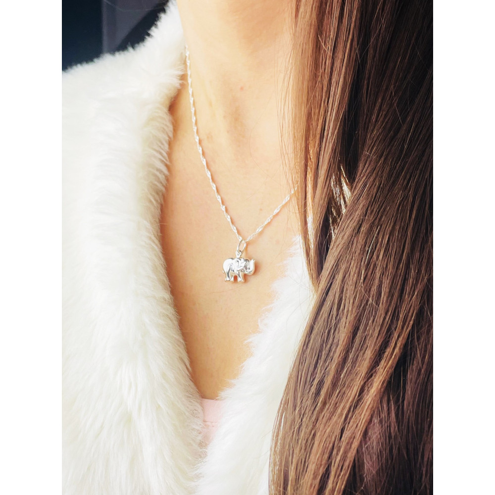 Srebrny naszyjnik Singapure Magic słoń słonik figurka łańcuszek zawieszka