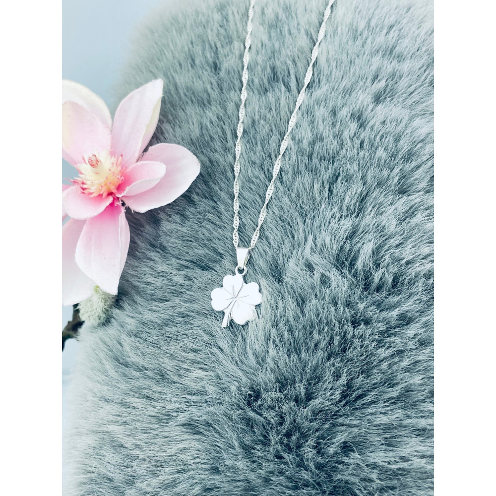 Srebrny naszyjnik Singapure Magic koniczyna koniczynka łańcuszek zawieszka