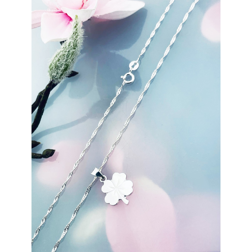 925 Silber Anhänger Kleeblatt Kettenanhänger Singapore Magic