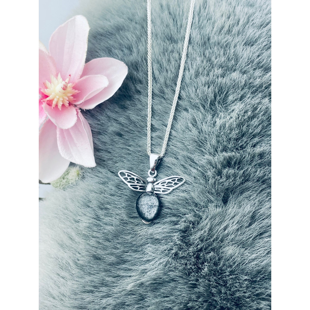 Biene 925 Silber Damen Medaillon Anhänger mit Mondstein