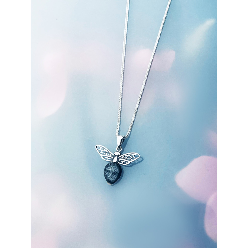 Biene 925 Silber Damen Medaillon Anhänger mit Mondstein