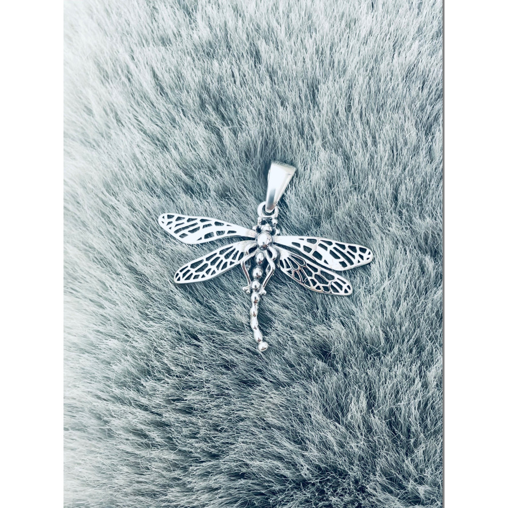925 Silber Damen Medaillon Anhänger Libelle