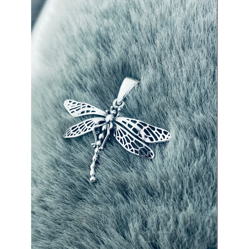 925 Silber Damen Medaillon Anhänger Libelle