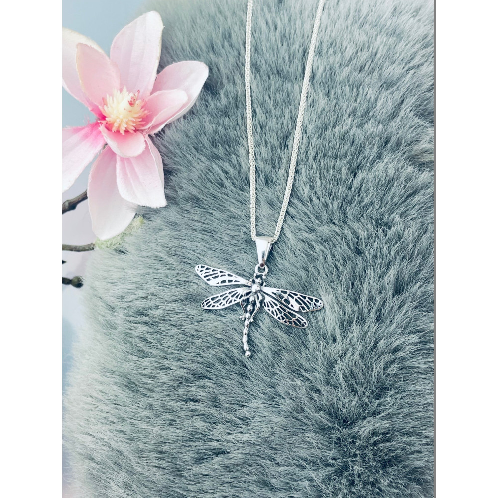 925 Silber Damen Medaillon Anhänger Libelle