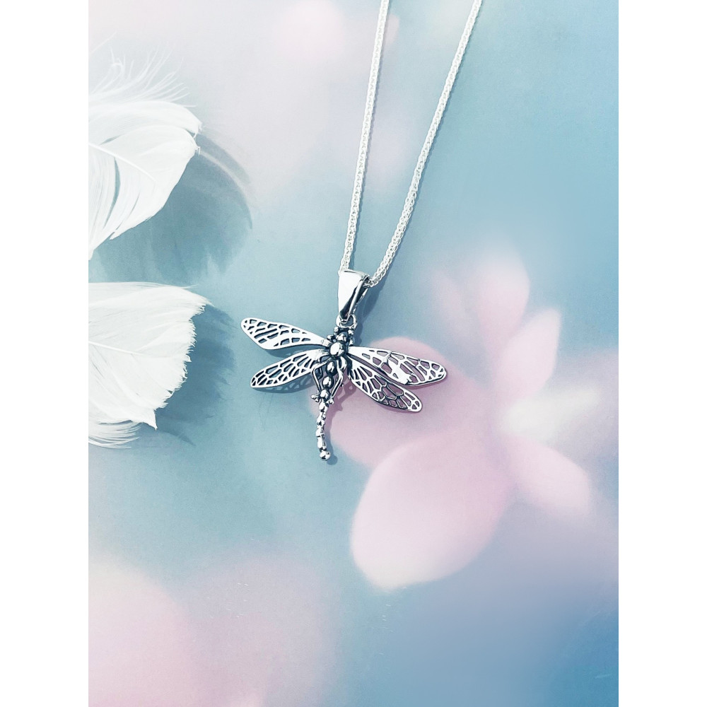 925 Silber Damen Medaillon Anhänger Libelle