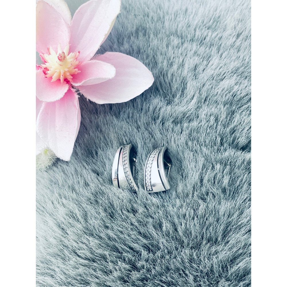 Halbkreis 925 Silber Ohrringe mit Zirkonia Damen