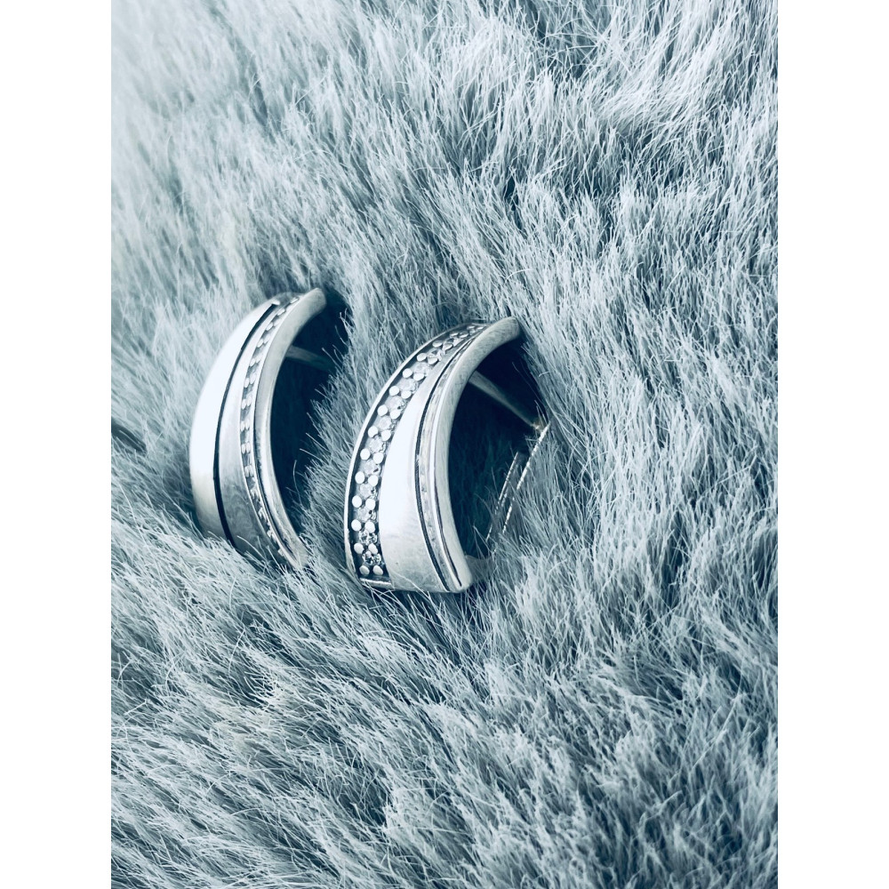 Halbkreis 925 Silber Ohrringe mit Zirkonia Damen