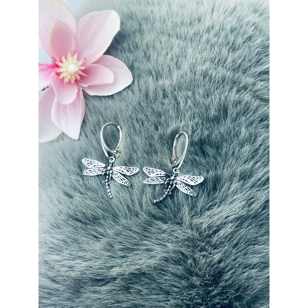 Libelle 925 Silber Ohrringe Vintage