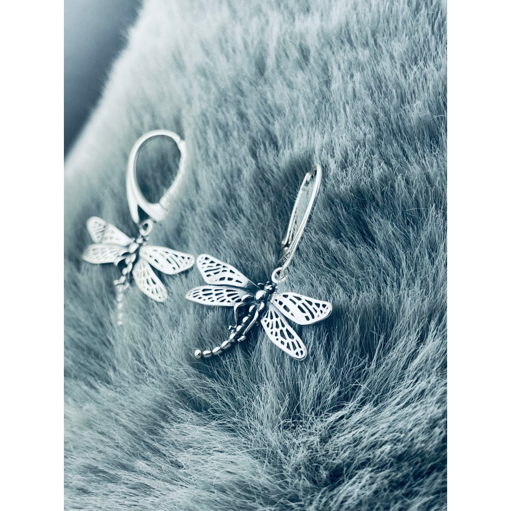 Libelle 925 Silber Ohrringe Vintage