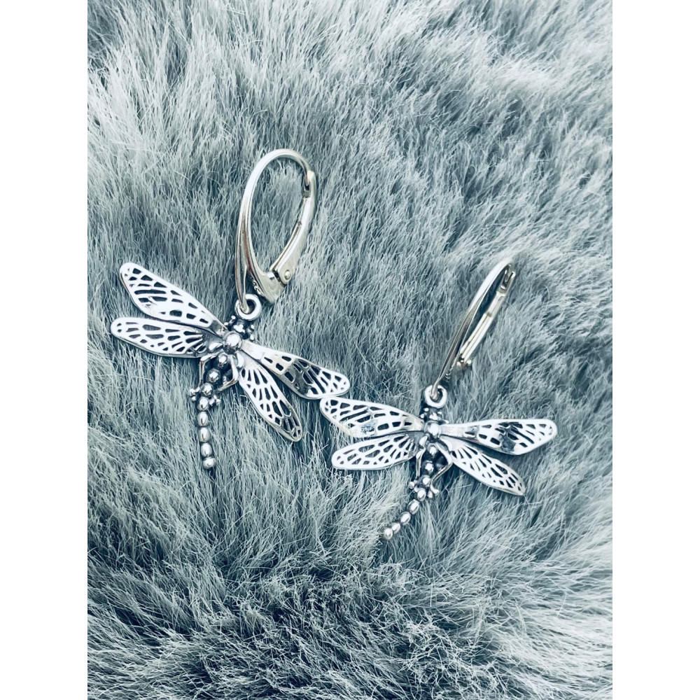 Libelle 925 Silber Ohrringe Vintage