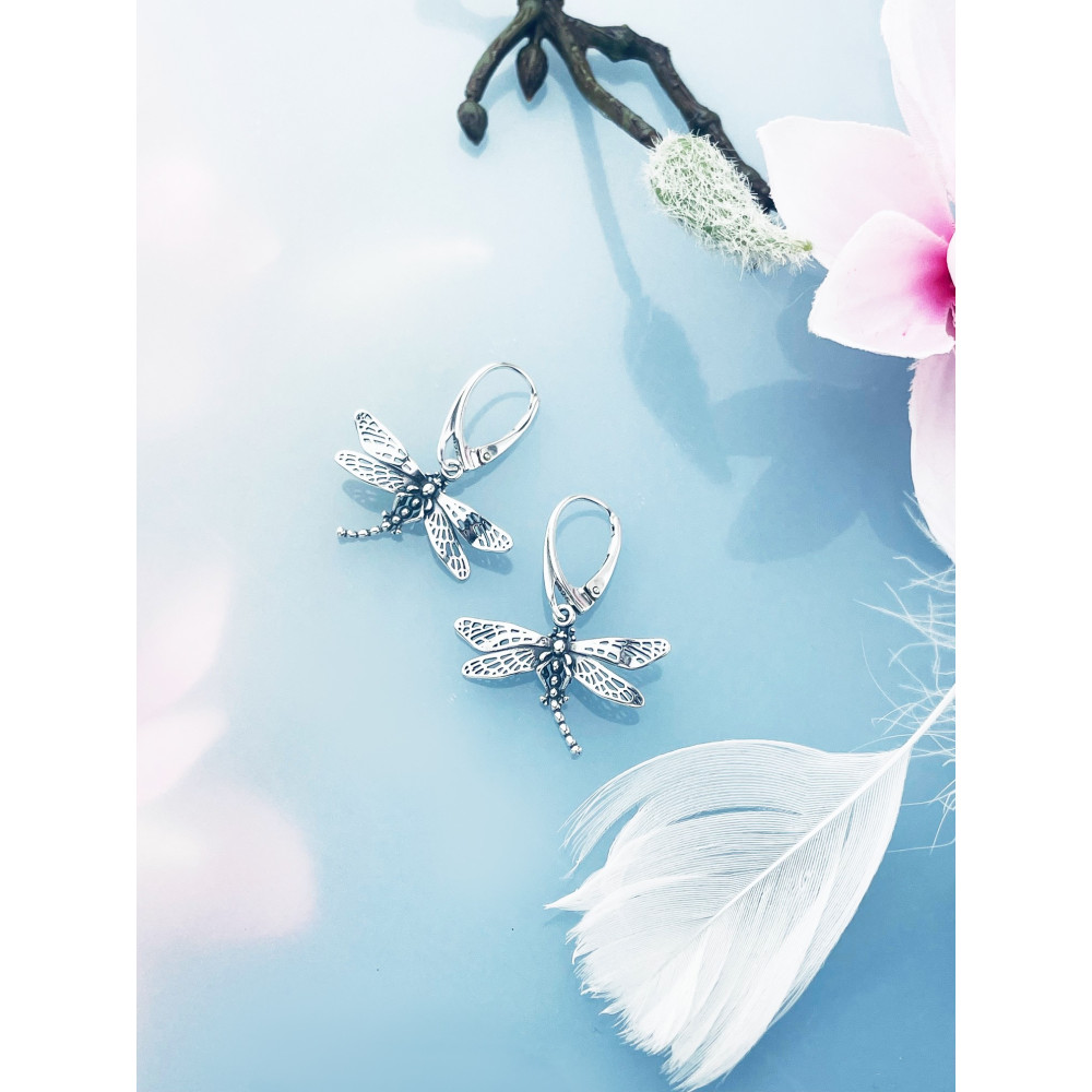 Libelle 925 Silber Ohrringe Vintage