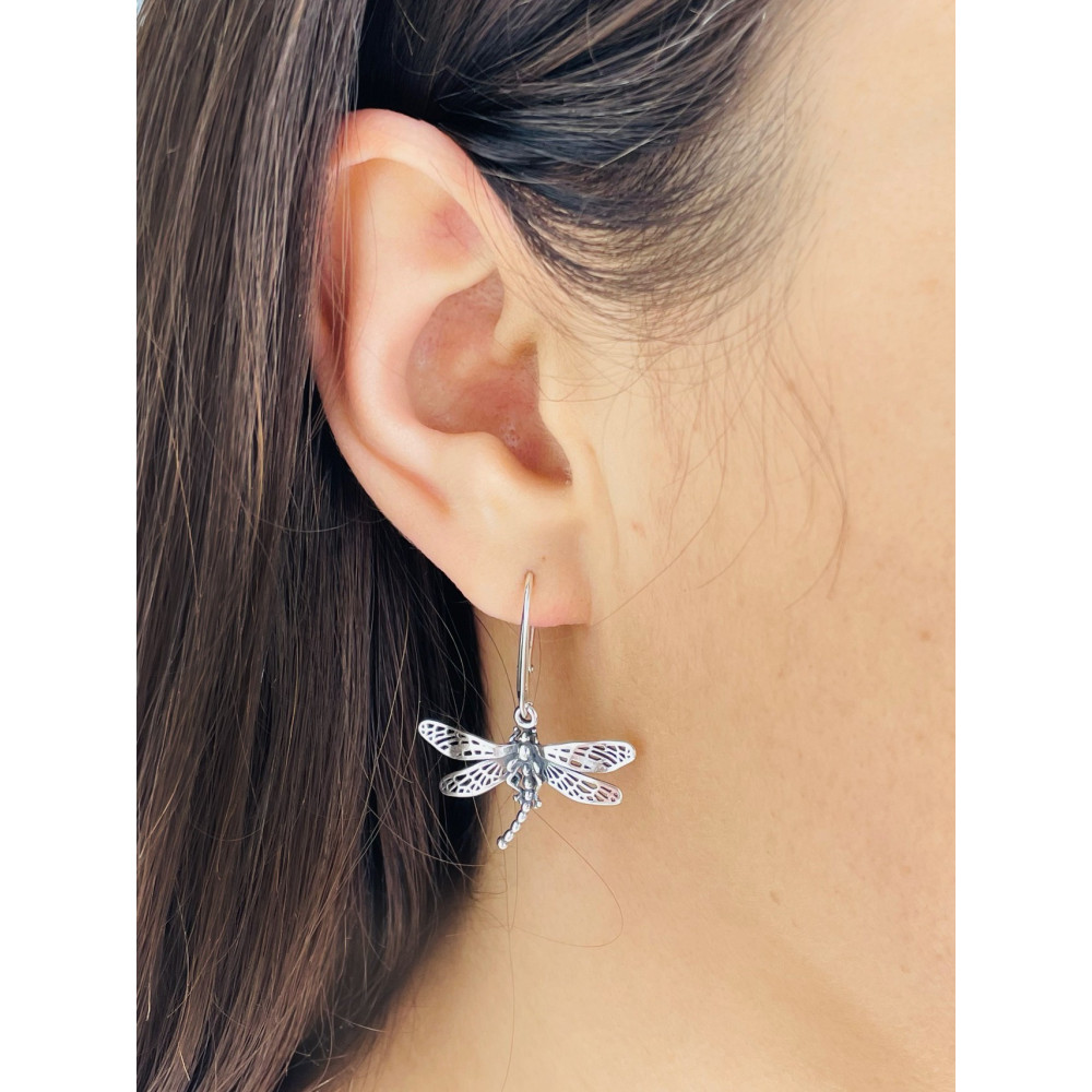Libelle 925 Silber Ohrringe Vintage