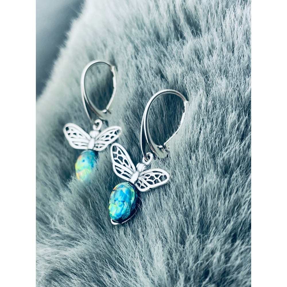 Biene 925 Silber Ohrringe mit Opal