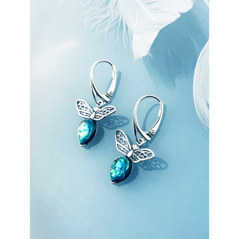 Biene 925 Silber Ohrringe mit Opal