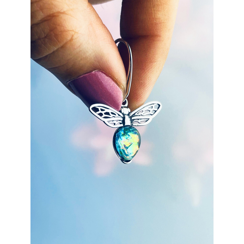 Biene 925 Silber Ohrringe mit Opal