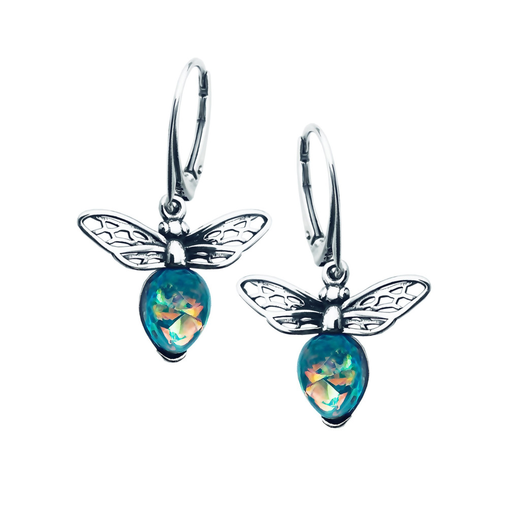 copy of Srebrne kolczyki wiszące krople łezki z zielonym malachitem