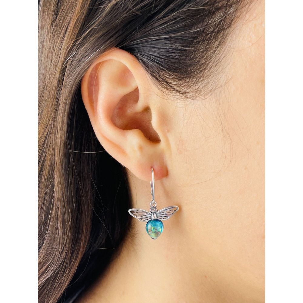 Biene 925 Silber Ohrringe mit Opal