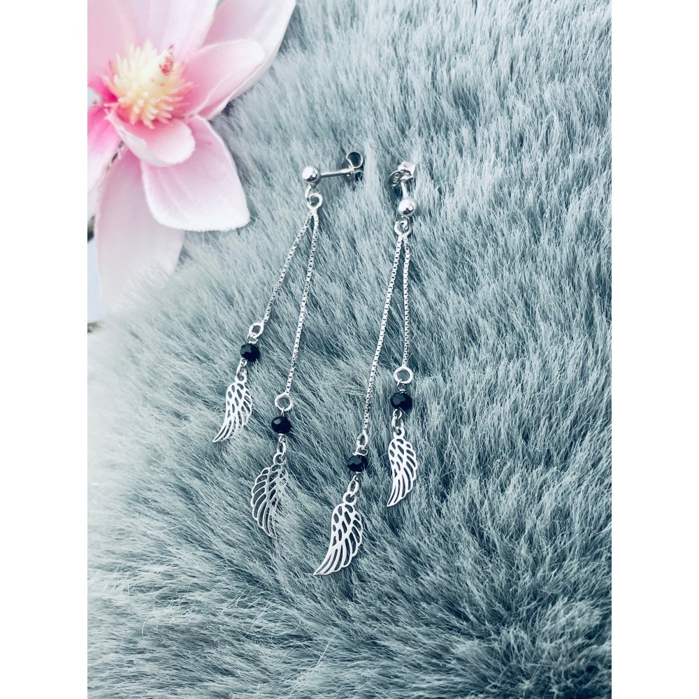 Flügel 925 Silber Ohrringe mit Spinel