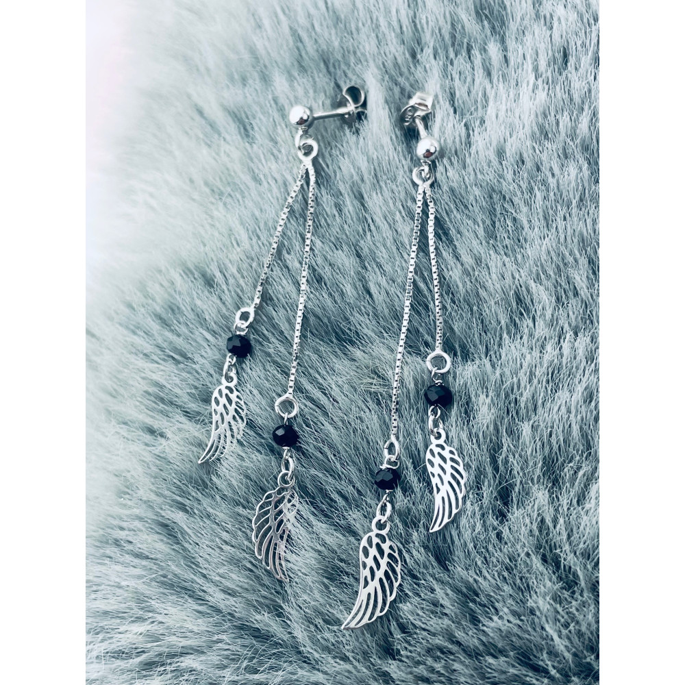 Flügel 925 Silber Ohrringe mit Spinel