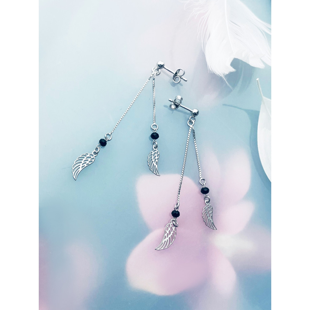 Flügel 925 Silber Ohrringe mit Spinel