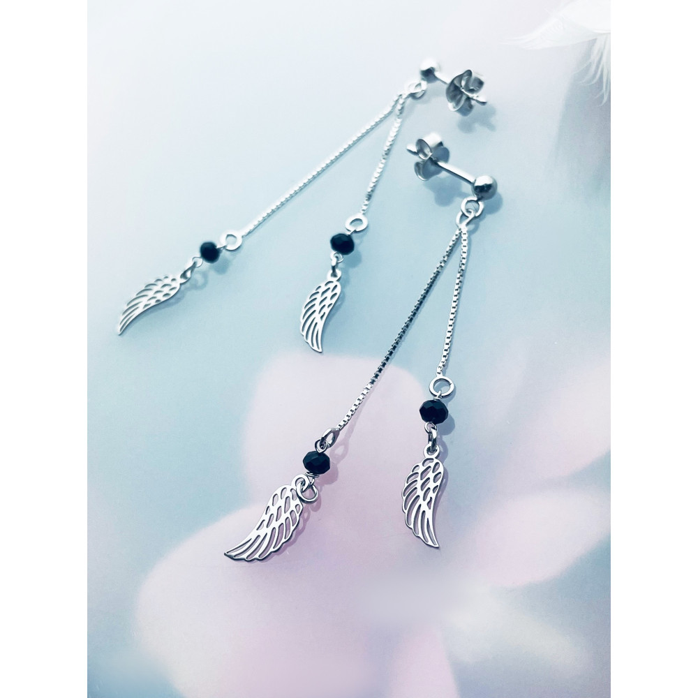 Flügel 925 Silber Ohrringe mit Spinel