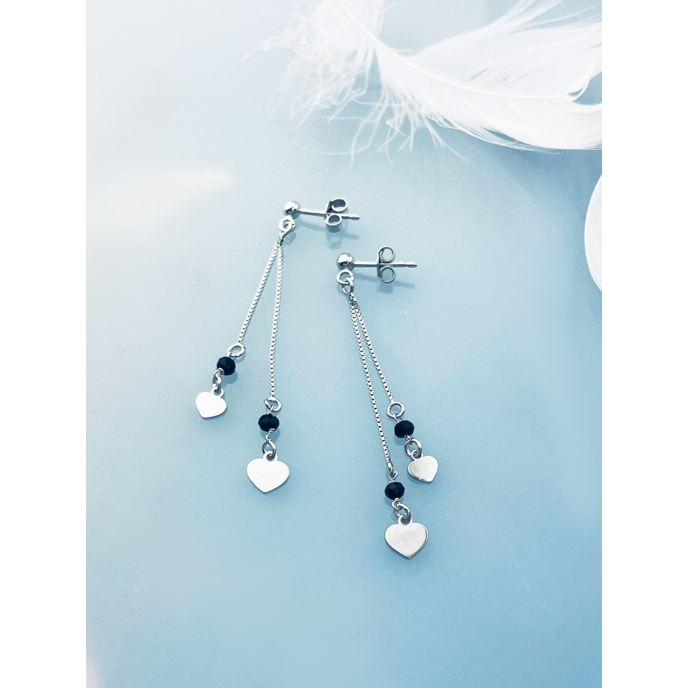 Herz 925 Silber Ohrringe mit Spinel