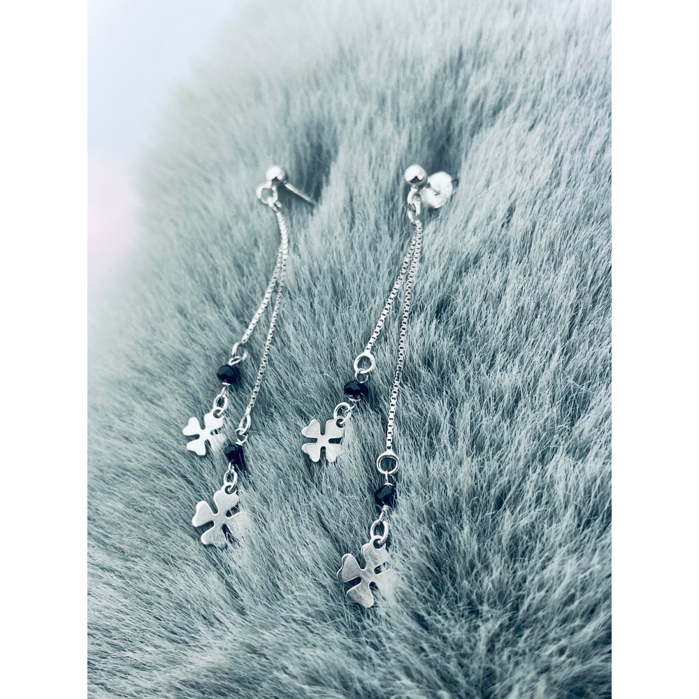 Kleeblatt 925 Silber Ohrringe mit Spinel