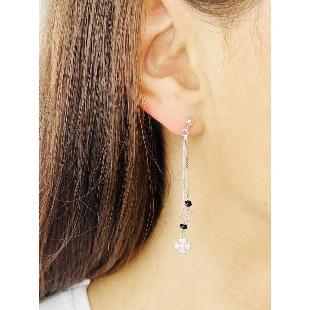 Kleeblatt 925 Silber Ohrringe mit Spinel