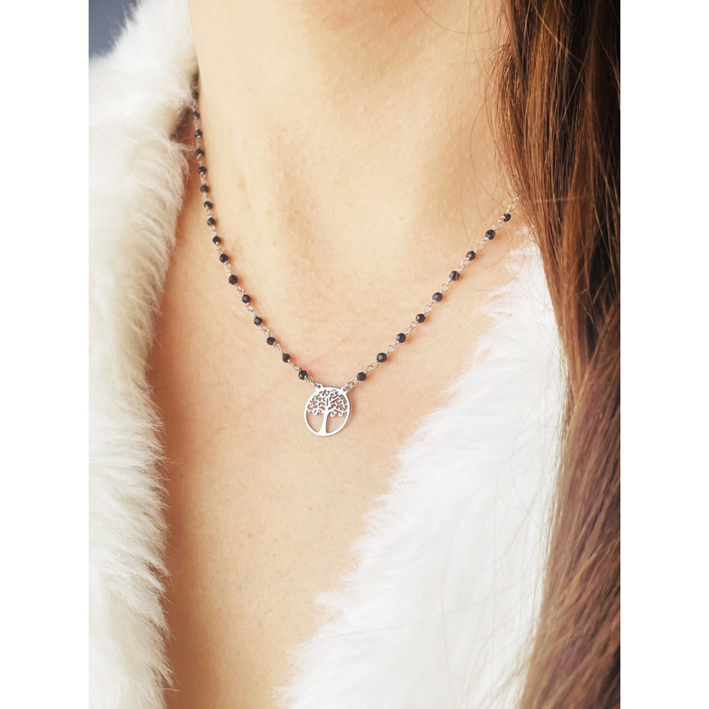 Baum 925 Silber Halskette mit Spinel Halsband Damen