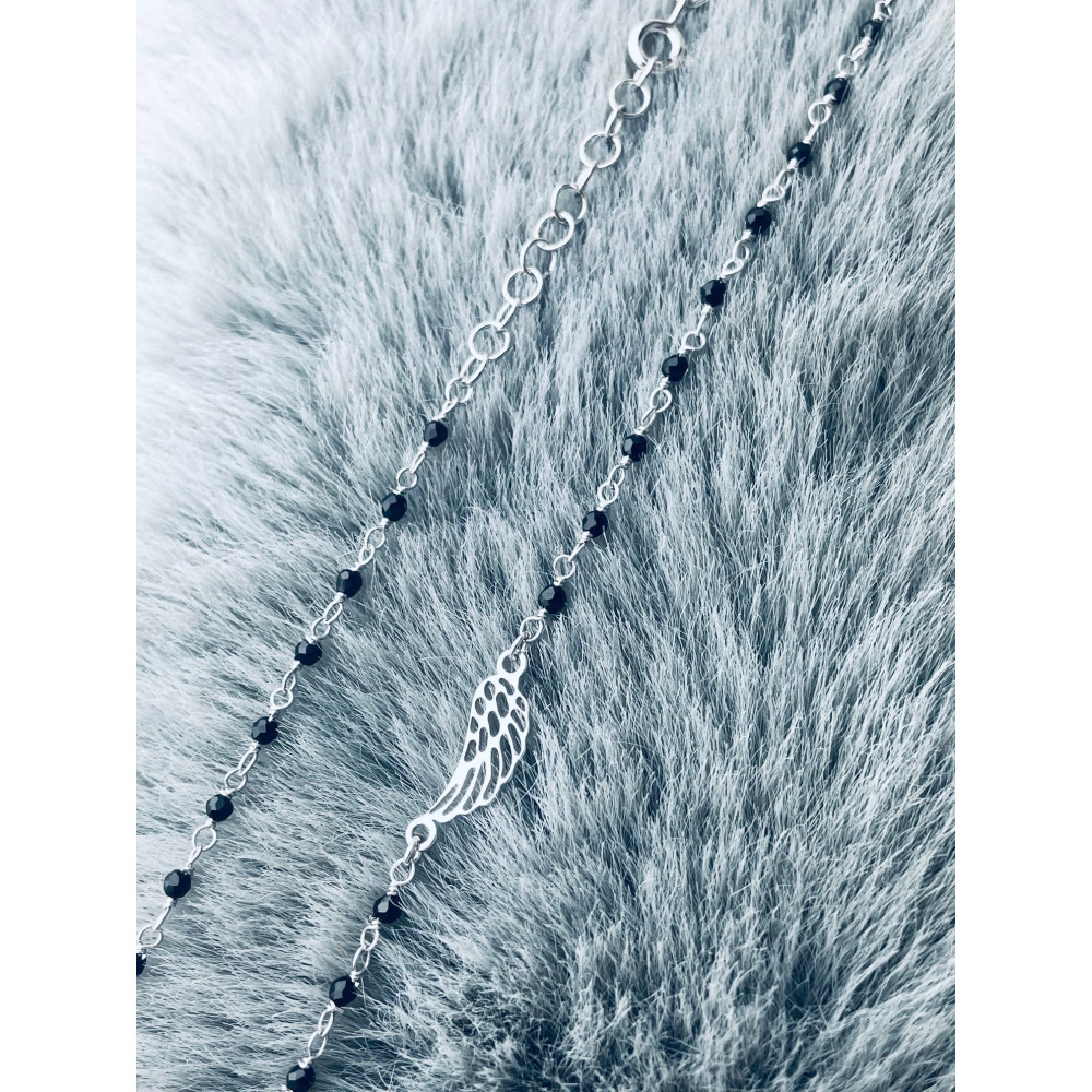 Flügel 925 Silber Halskette mit Spinel Halsband Damen