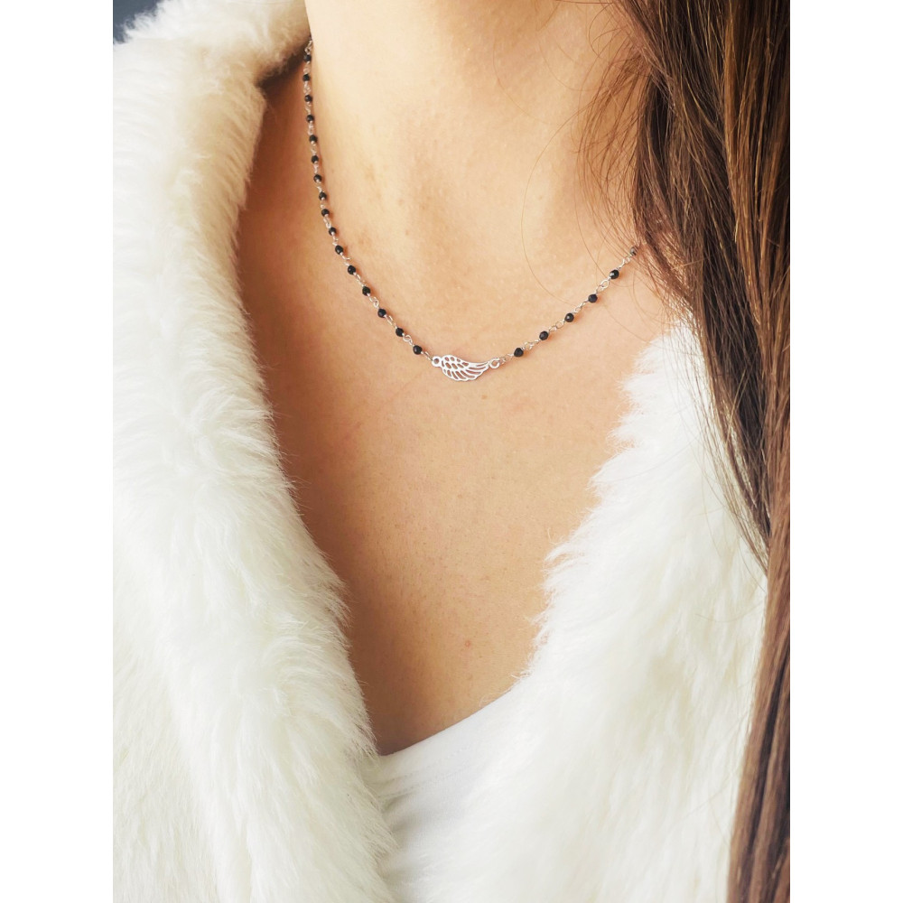 Flügel 925 Silber Halskette mit Spinel Halsband Damen