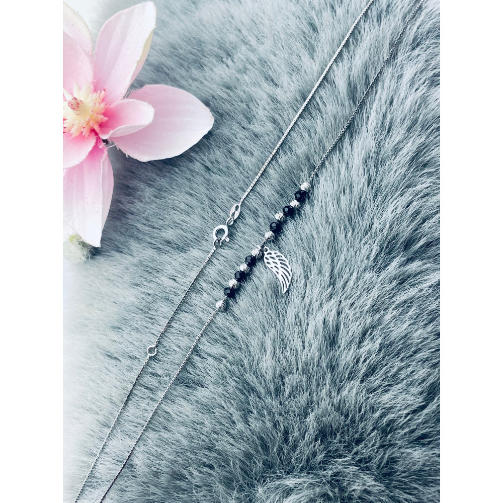 Flügel 925 Silber Halskette mit Spinel Halsband Damen