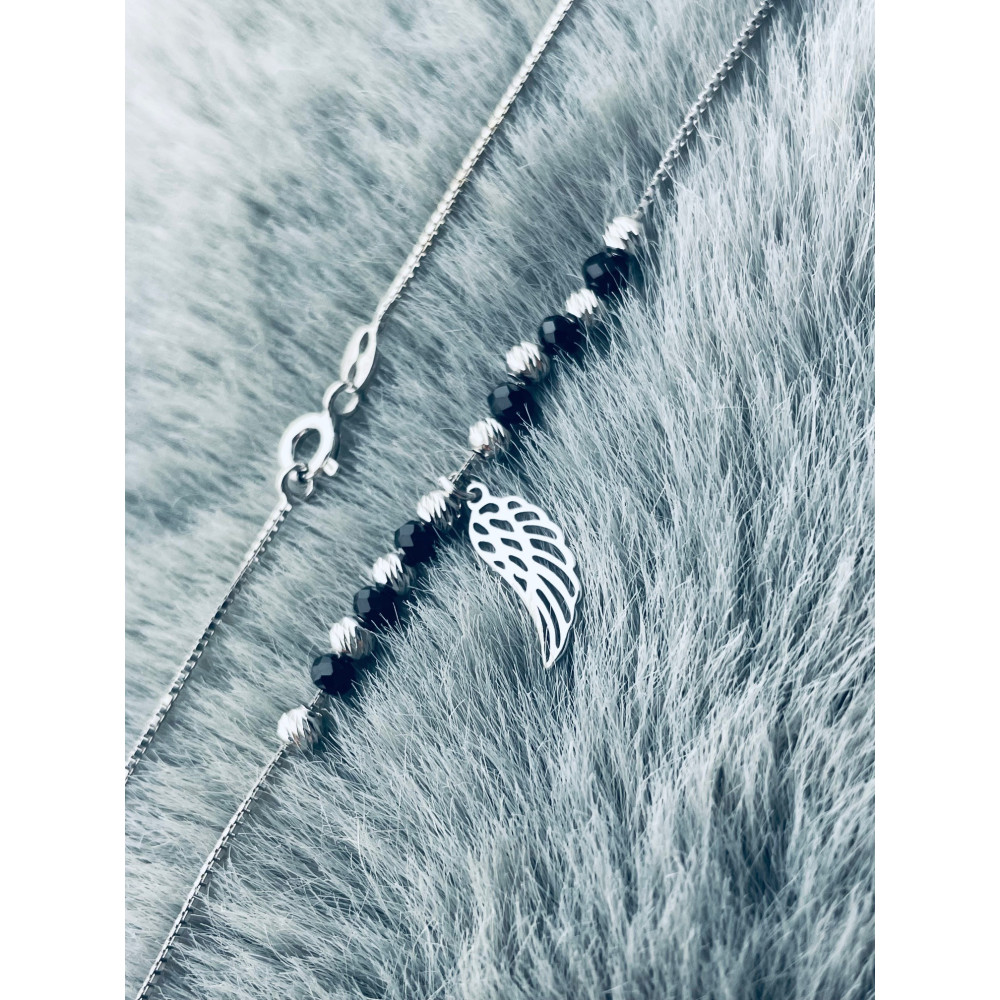 Flügel 925 Silber Halskette mit Spinel Halsband Damen