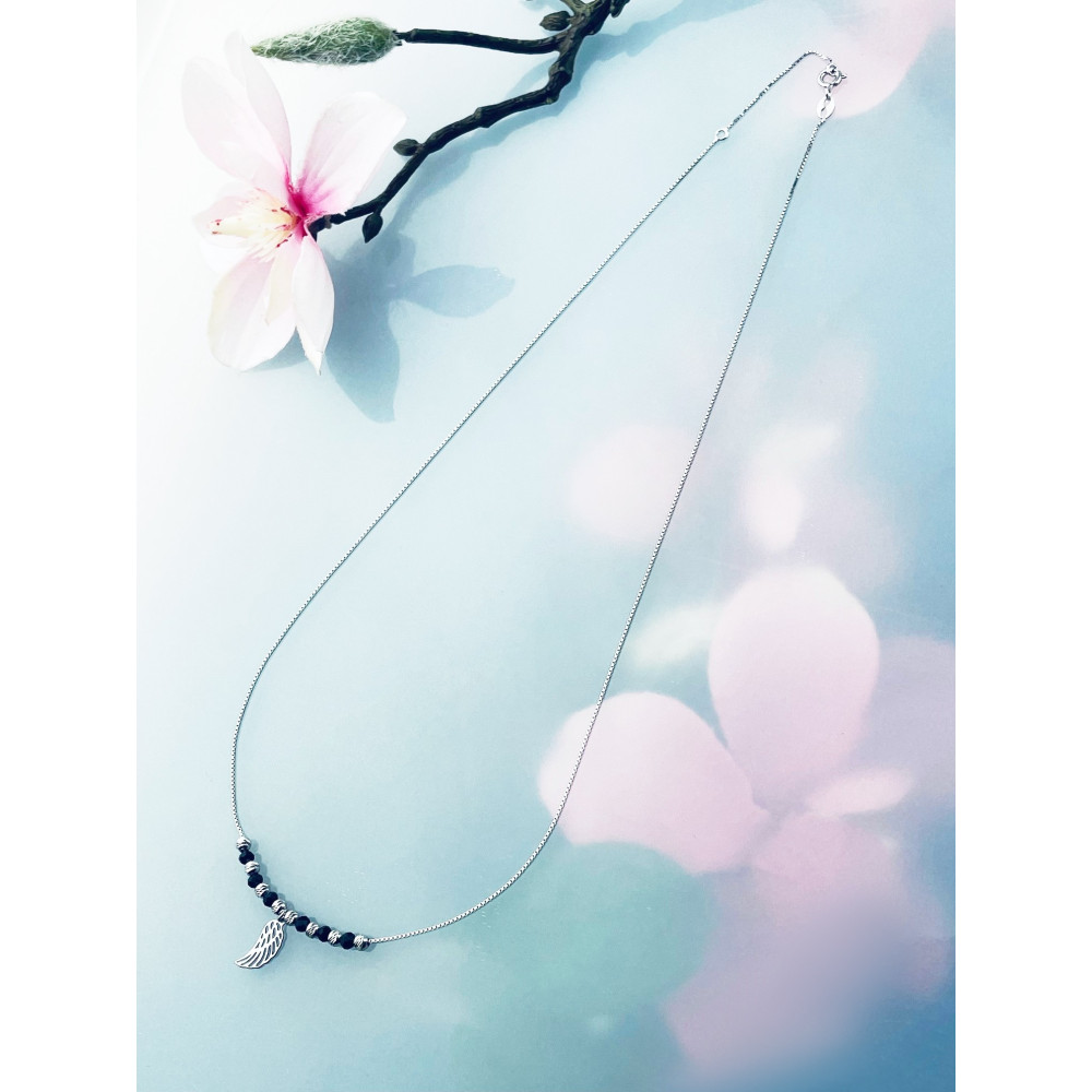 Flügel 925 Silber Halskette mit Spinel Halsband Damen
