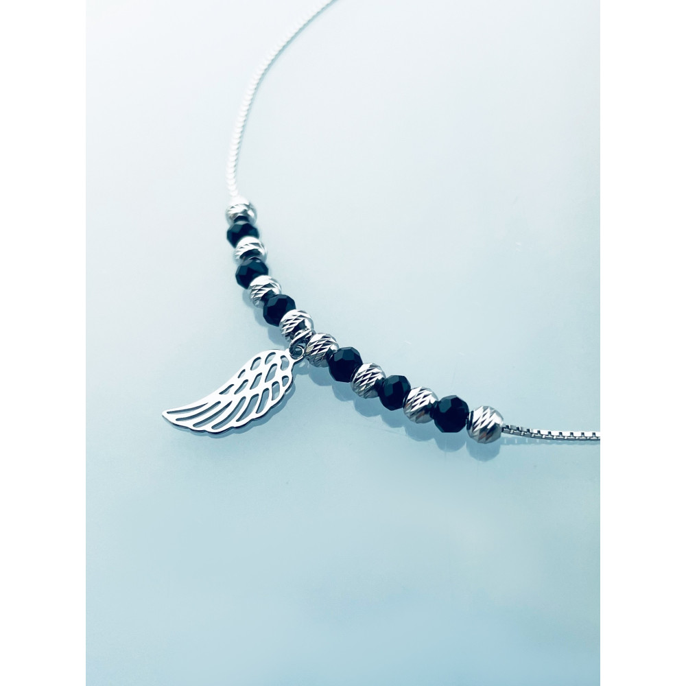 Flügel 925 Silber Halskette mit Spinel Halsband Damen