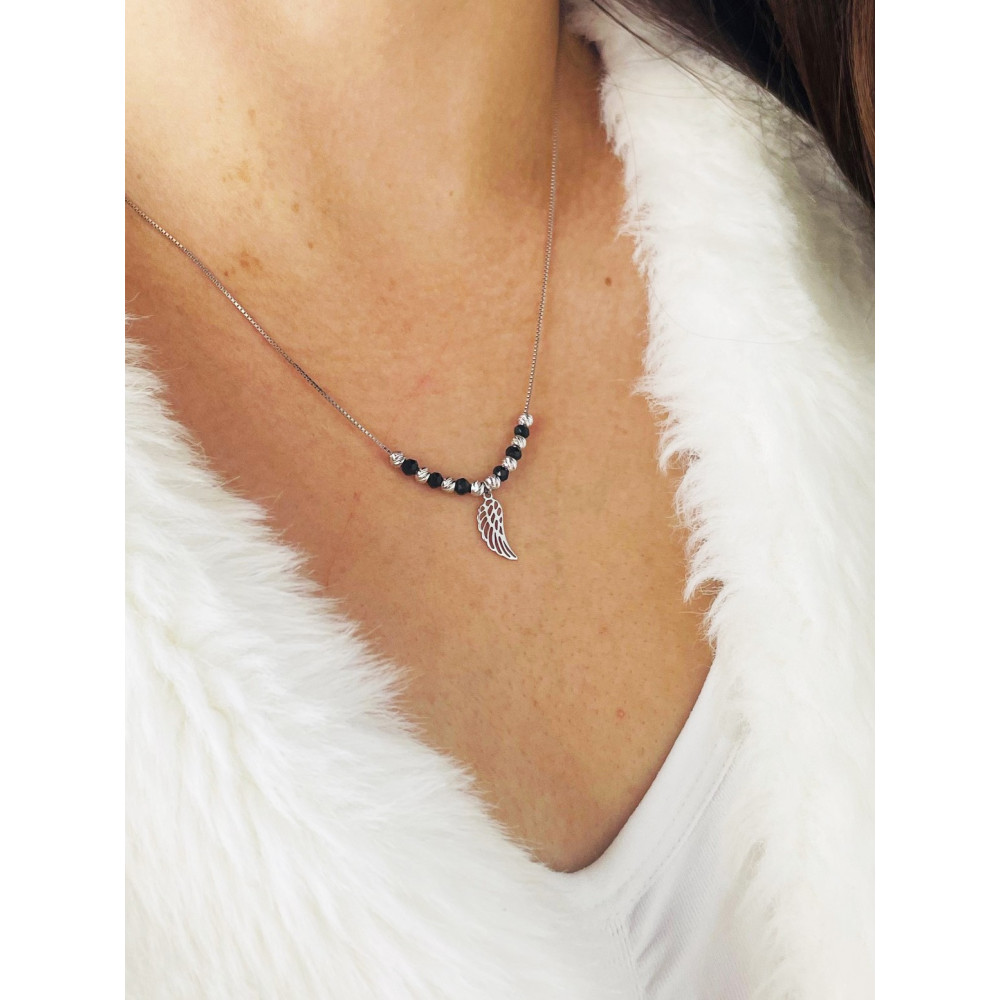 Flügel 925 Silber Halskette mit Spinel Halsband Damen