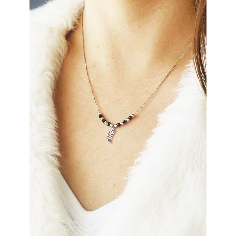 Flügel 925 Silber Halskette mit Spinel Halsband Damen