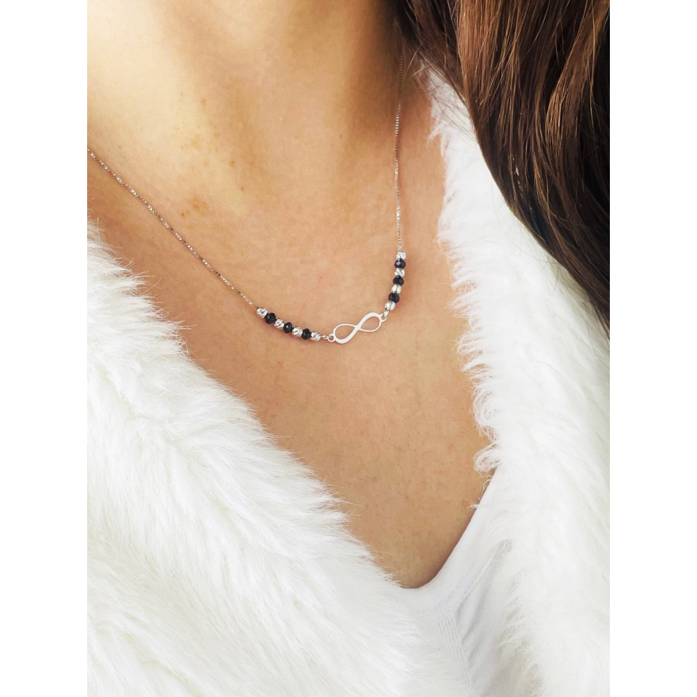 Infinity 925 Silber Halskette mit Spinel Halsband Damen