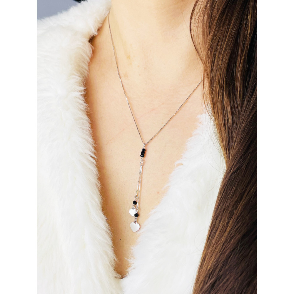 Srebrny naszyjnik kostka ze spinelem serca serduszka