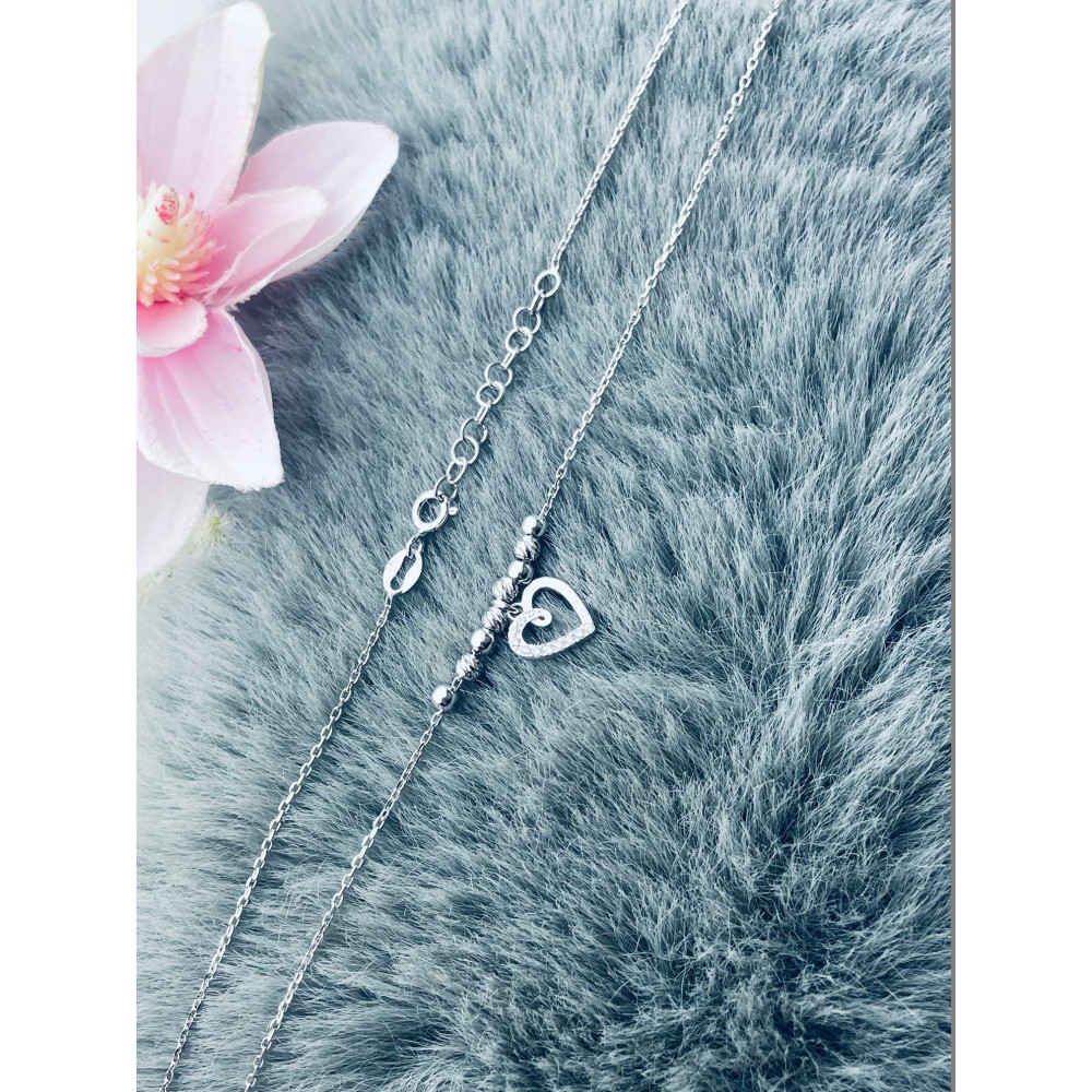 Herz mit Zirkonia 925 Silber Halskette Halsband Damen