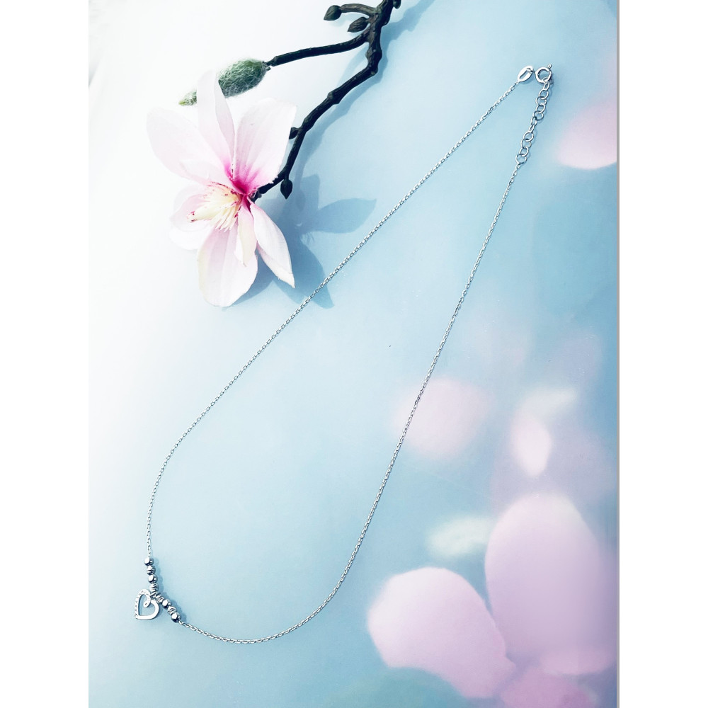 Herz mit Zirkonia 925 Silber Halskette Halsband Damen