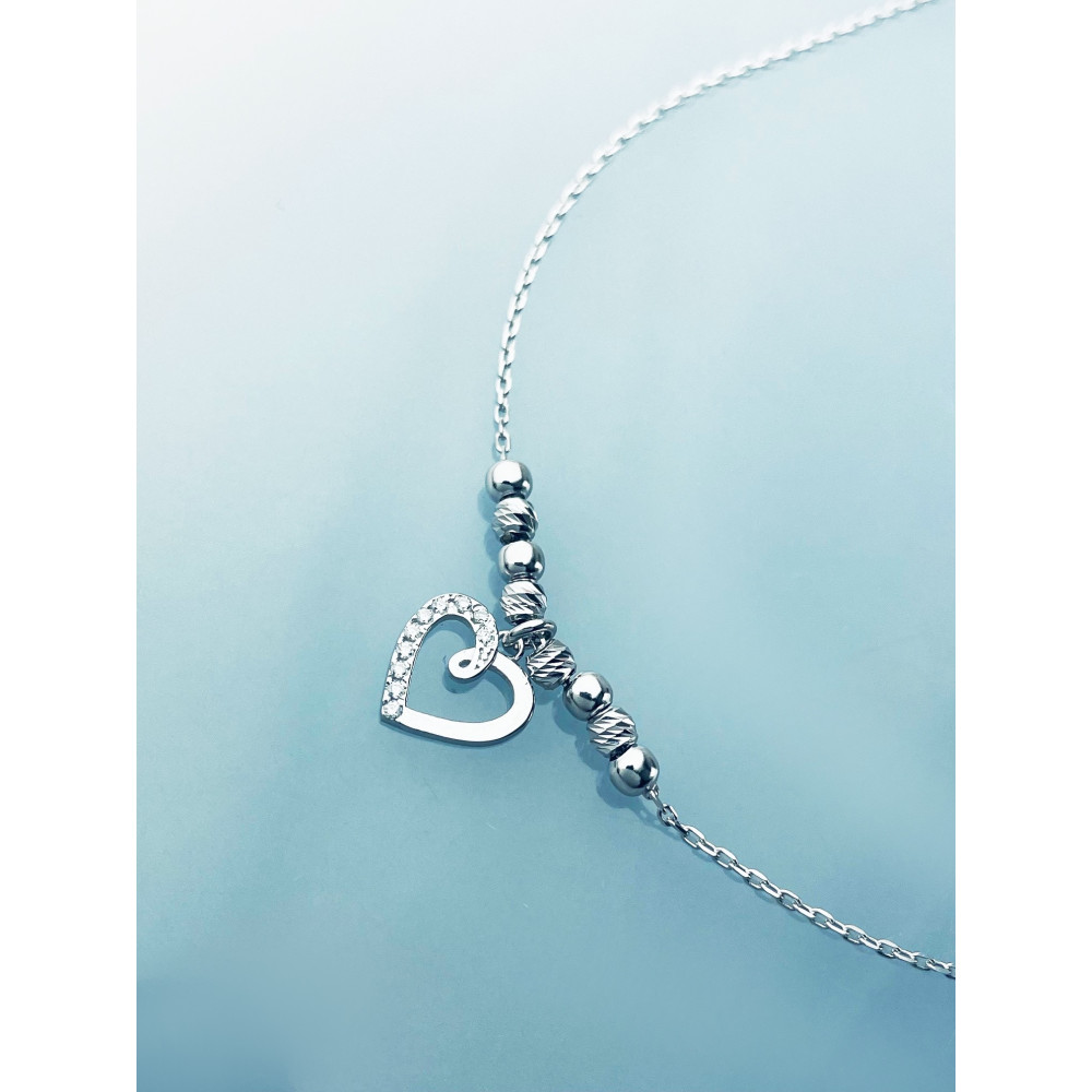 Herz mit Zirkonia 925 Silber Halskette Halsband Damen