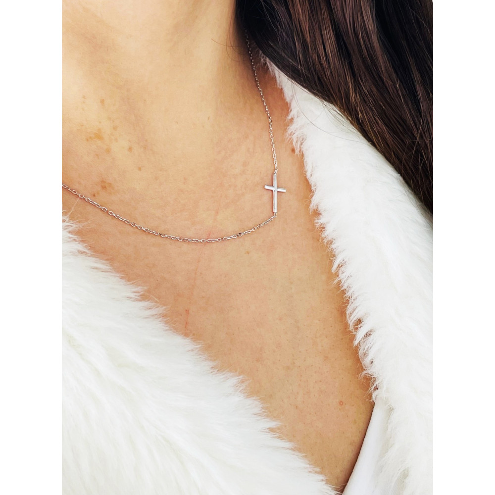 Kreuz 925 Silber Halskette Halsband Damen